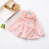 Bibihou Baby Girls Jacket Clothes 2017 Spring Cotton Sweet Newborn Bow Cartoon Rabbit Hooded Windbreaker For Jackets &amp; Coats
