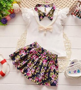 BibiCola summer baby girl clothes Top + dress 2pcs sport suit set baby girls clothing set toddler flower clothes set tracksuit
