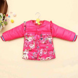 BibiCola small flower winter kid girl hooded outwear baby Korean cotton warm jacket children thick fashion parkas child clothes