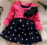 BibiCola fashion Cotton Baby girl christmas dresses clothes Kids Children's Lovely princess Two Tones Splicing Polka Dots Dress