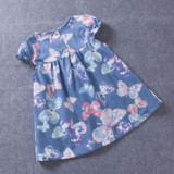 BibiCola Baby Girl Print Dress 2017 New Brand Casual Summer Clothes Toddler Girls Denim color Dresses Baby Kids Cotton Clothing