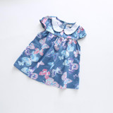 BibiCola Baby Girl Print Dress 2017 New Brand Casual Summer Clothes Toddler Girls Denim color Dresses Baby Kids Cotton Clothing