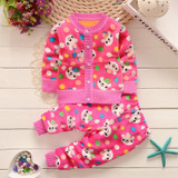 BibiCola Autumn winter baby girls christmas clothing set kid Flower thicken Warm clothes set children cardigan sweaters+pants