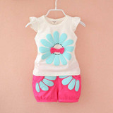 BibiCola 2017 toddler baby girls summer clothing sets flower 2pcs girls summer clothes set kids sport suit tracksuit sweatshirt