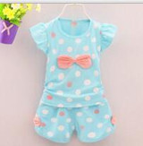 BibiCola 2017 Infant clothes toddler children summer baby girls clothing sets stripe dots 2pcs bow clothes sets girls summer set