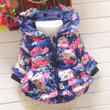 BibiCola 2016 baby girls warm parkas winter flower thicker coat wadded jacket children cotton-padded clothes kids outwear parkas