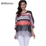 BHflutter New 2018 Women Blouses Floral Print Casual Loose Summer Shirts Batwing Sleeve Brief Chiffon Tops Plus Size 4XL 5XL 6XL