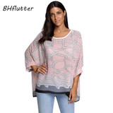BHflutter New 2018 Women Blouses Floral Print Casual Loose Summer Shirts Batwing Sleeve Brief Chiffon Tops Plus Size 4XL 5XL 6XL