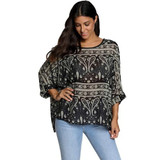 BHflutter 2018 Women Blouse Shirt Plus Size 4XL 5XL 6XL Batwing Sleeve Chiffon Tops Floral Print Casual Summer Blouses Blusas