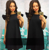 AISORIG 2018 New Fashion Summer Dress Women Loose Casual O-Neck Butterfly Sleeve Solid Mini Party Dresses Beach Vestidos