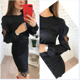 AISORIG 2018 New Fashion Casual Blouse Women O-Neck Full Long lantern Sleeve Hollow Out Mesh Ruffles Blouse Sexy Tops