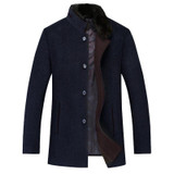 Aismz Brand Woolen Fur Collar Detachable Mens Jacket Warm Overcoat Outwear Casual Autumn Winter Windbreaker Trench For Men 1658