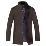 Aismz Brand Woolen Fur Collar Detachable Mens Jacket Warm Overcoat Outwear Casual Autumn Winter Windbreaker Trench For Men 1658