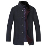 Aismz Brand Woolen Fur Collar Detachable Mens Jacket Warm Overcoat Outwear Casual Autumn Winter Windbreaker Trench For Men 1658