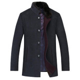 Aismz Brand Woolen Fur Collar Detachable Mens Jacket Warm Overcoat Outwear Casual Autumn Winter Windbreaker Trench For Men 1658
