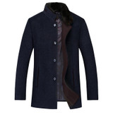 Aismz Brand Woolen Fur Collar Detachable Mens Jacket Warm Overcoat Outwear Casual Autumn Winter Windbreaker Trench For Men 1658