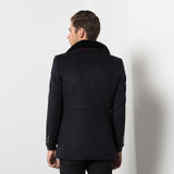 Aismz Brand Woolen Fur Collar Detachable Mens Jacket Warm Overcoat Outwear Casual Autumn Winter Windbreaker Trench For Men 1658