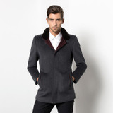 Aismz Brand Woolen Fur Collar Detachable Mens Jacket Warm Overcoat Outwear Casual Autumn Winter Windbreaker Trench For Men 1658