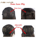 AISI HAIR Synthetic Wig for Black Women Long Cosplay Wigs Wavy Hair with Neat Bangs