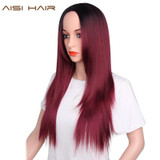 AISI HAIR Blonde Ombre Wig Long Straight Hair Synthetic for Women Free Shipping