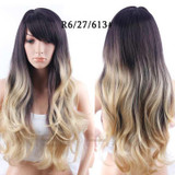 AISI HAIR Long Wavy Ombre Blonde Cosply Wig Synthetic Long Hair with Side Bangs Hairstyles