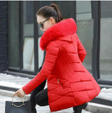 AISHGWBSJ Fur Collar Padded-Cotton Parkas Female Thicker Coats 2017 New Winter Jackets Medium-Long Hooded Overcoats Women PL141