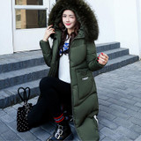 AISHGWBSJ 2017 winter military green parka for women fur collar long jackets with hat female thicker hooded coats cotton PL015