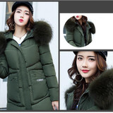 AISHGWBSJ 2017 winter military green parka for women fur collar long jackets with hat female thicker hooded coats cotton PL015