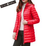 AISHGWBSJ 2017 New Autumn Winter Women Jackets Ultralight Cotton Coat Causal Long Hooded Cotton Parkas Plus Winter Outwear PL034