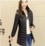 AISHGWBSJ 2017 New Autumn Winter Women Jackets Ultralight Cotton Coat Causal Long Hooded Cotton Parkas Plus Winter Outwear PL034