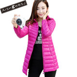 AISHGWBSJ 2017 New Autumn Winter Women Jackets Ultralight Cotton Coat Causal Long Hooded Cotton Parkas Plus Winter Outwear PL034