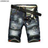 AIRGRACIAS Shorts Men Ripped Short Jeans Straight Retro Shorts Jean Bermuda Male Denim Brand Clothing Plus Size 28-40
