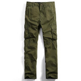 AIRGRACIAS Multi Pocket Mens Cargo Pants Dark Grey Straight Cargo Pants Men Military Style Casual Cotton Material Size 29-40