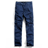 AIRGRACIAS Multi Pocket Mens Cargo Pants Dark Grey Straight Cargo Pants Men Military Style Casual Cotton Material Size 29-40