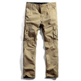 AIRGRACIAS Multi Pocket Mens Cargo Pants Dark Grey Straight Cargo Pants Men Military Style Casual Cotton Material Size 29-40