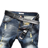 AIRGRACIAS Mens Denim Shorts 2017 Summer Straight Casual Knee Length Short Bermuda Masculina Ripped Jeans Shorts For Men 28-40