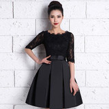 In Stock Black Burgundy Lace Half Sleeve Short Prom Party Cocktail Dresses 2017  vestidos de coctel robe cocktail In Stock Black Burgundy Lace Half Sleeve Short Prom Party Cocktail Dresses 2017  vestidos de coctel robe cocktail