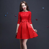 In Stock Black Burgundy Lace Half Sleeve Short Prom Party Cocktail Dresses 2017  vestidos de coctel robe cocktail In Stock Black Burgundy Lace Half Sleeve Short Prom Party Cocktail Dresses 2017  vestidos de coctel robe cocktail