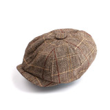 iMucci Grey Black Herringbone Tweed Gatsby Newsboy Cap Men Khaki Wool Ivy Hat Golf Driving Flat Cabbie Flat Unisex Berets Hat