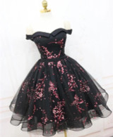 IBayU Beautiful Flower Short Black Cocktail Dress Vestido De Festa Curto De Luxo Elegant Cocktail Dresses Puffy Formal Gown