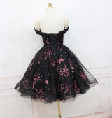IBayU Beautiful Flower Short Black Cocktail Dress Vestido De Festa Curto De Luxo Elegant Cocktail Dresses Puffy Formal Gown