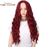 I's a wig Synthetic Brown Blonde Red Black Heat Resistant Hair Water Wave Wigs for Black Women