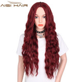 I's a wig Synthetic Brown Blonde Red Black Heat Resistant Hair Water Wave Wigs for Black Women