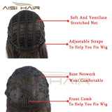 I's a wig Short Water Wave Brown Hair Wigs for Black Women