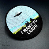 I WANT TO LEAVE UFO ALIEN 7.6x7.6cm Embroidered Iron on Sewing Applique Clothes Shoes Bags DIY Decoration Patch Apparel