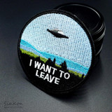 I WANT TO LEAVE UFO ALIEN 7.6x7.6cm Embroidered Iron on Sewing Applique Clothes Shoes Bags DIY Decoration Patch Apparel