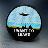 I WANT TO LEAVE UFO ALIEN 7.6x7.6cm Embroidered Iron on Sewing Applique Clothes Shoes Bags DIY Decoration Patch Apparel