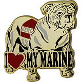 I Heart My Marine with Bulldog 7/8" Lapel Pin