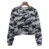 HziriP Streetwear Women Sweatshirt 2017 New Autumn Winter Long Sleeve Camouflage Crop Top Hoodie Plus Velvet Short Sweatshirts