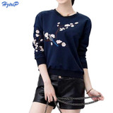HziriP Embroidery Long-sleeved Hoodies Sweatshirt 2017 Autumn Casual Oversize Sweatshirt Women Jumper Fashion Plus Size S-3XL